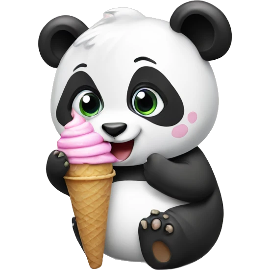 Panda eating ice cream emoji