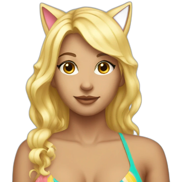 hot catgirl blonde swim suit emoji