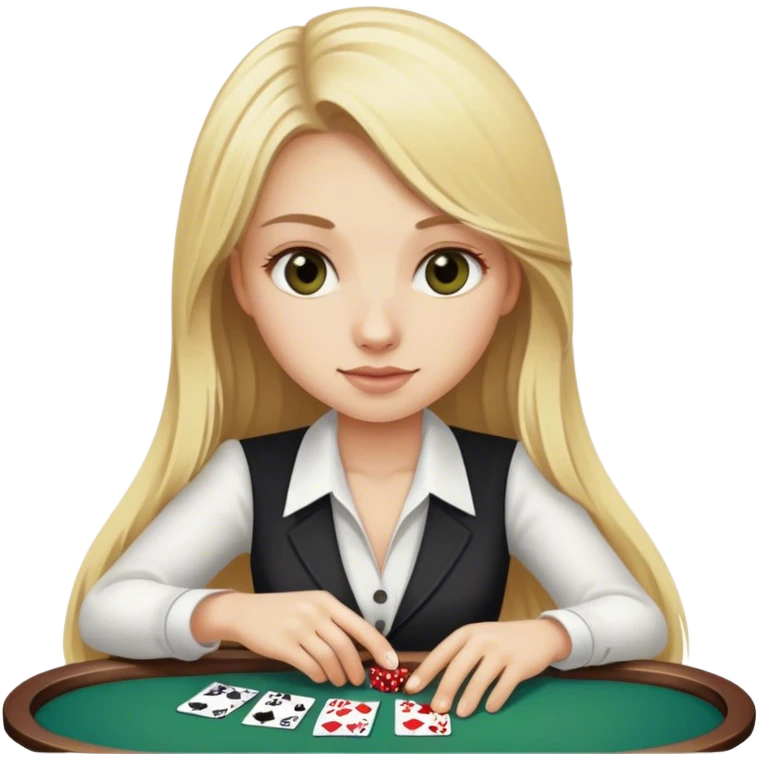 Blonde girl with long hair playing blackjack emoji