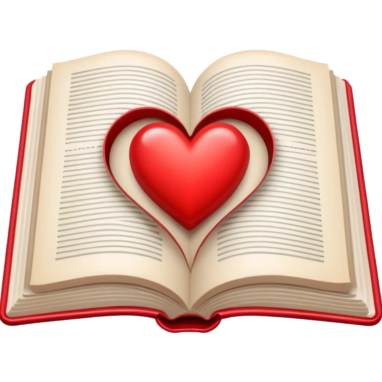 open book with red heart in the middle emoji