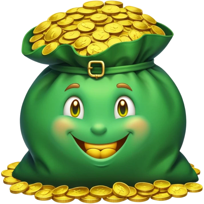 Big bag of money with greedy leprechauns emoji