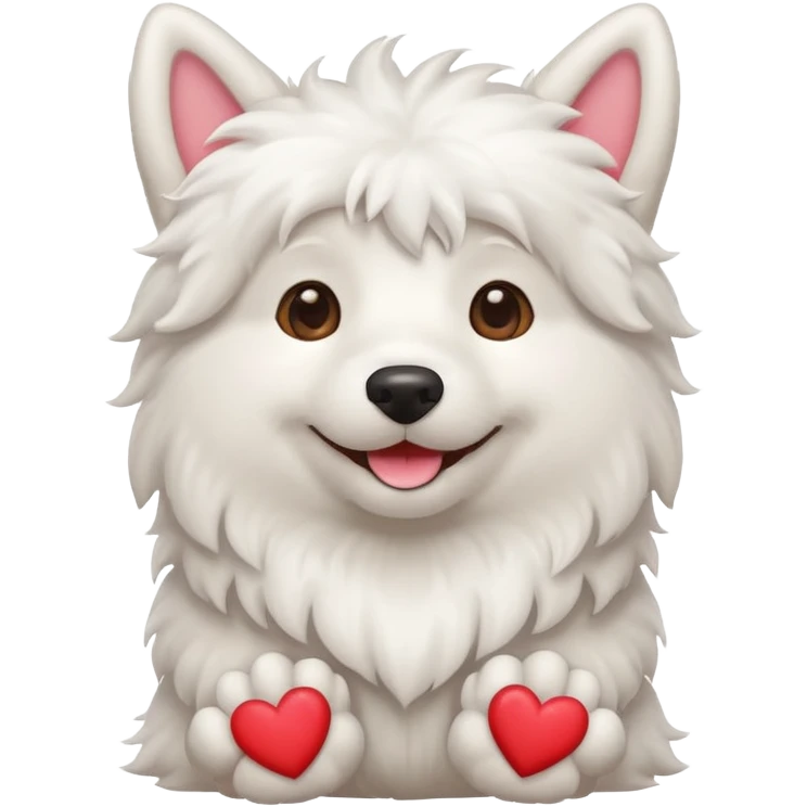 White dog with hearts arround emoji