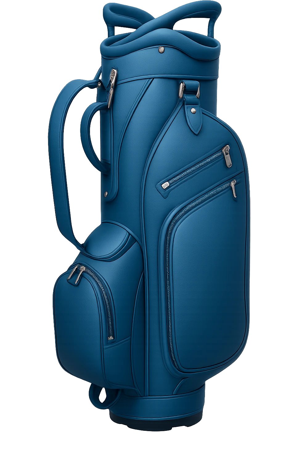 Edit the golf bag emoji by changing all red and shades of red to blue and shades of blue, while keeping the rest of the emoji unchanged. Preserve the transparent background. emoji
