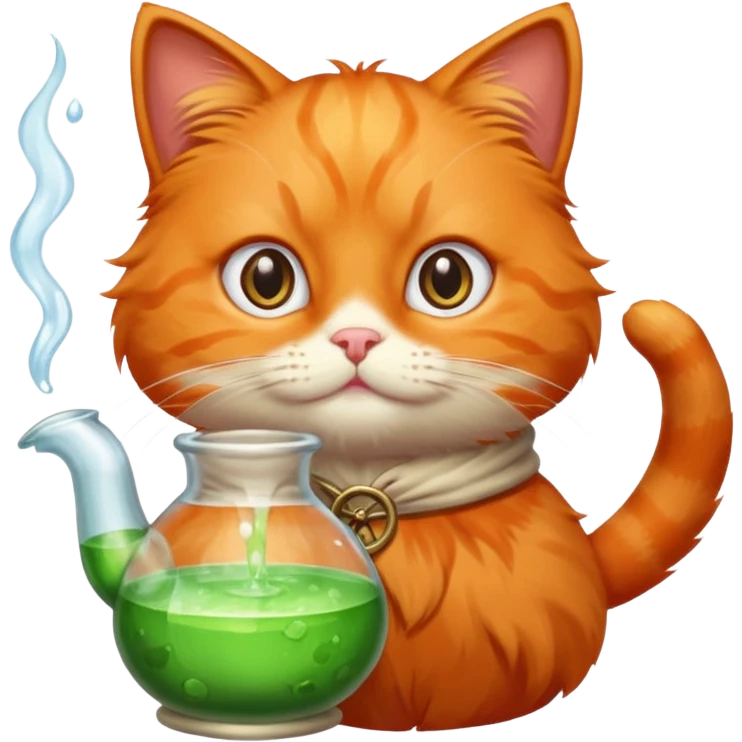 Orange cat making a potion emoji