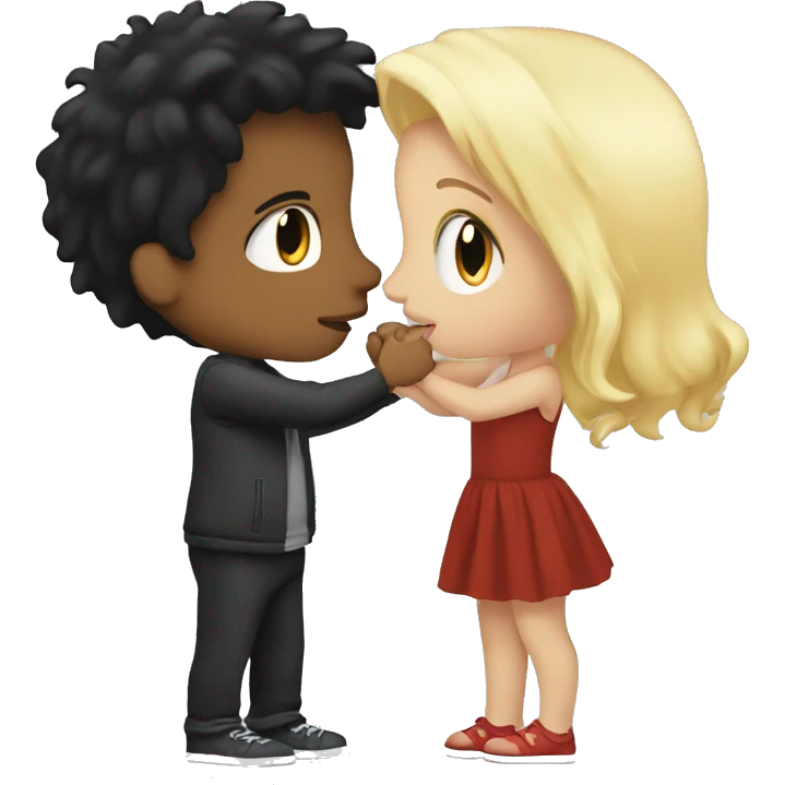 boy black hair kiss a blonde girl  emoji