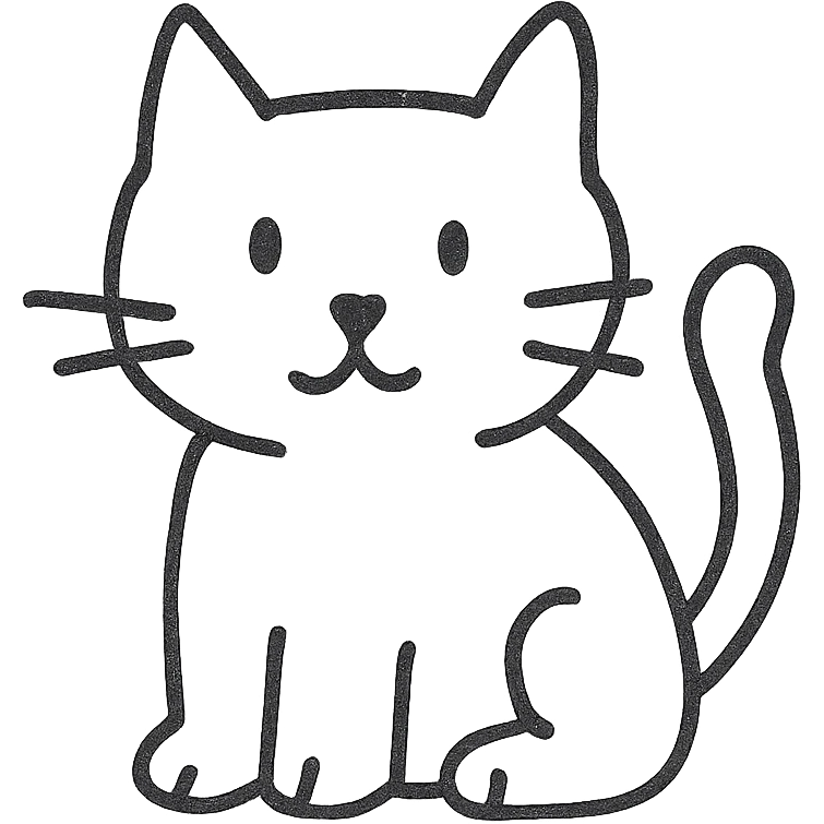 hand-drawn outlined cat icon emoji