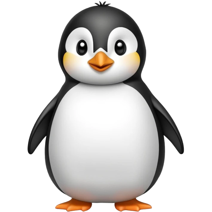 Cute cartoon penguin with a round belly, standing upright emoji