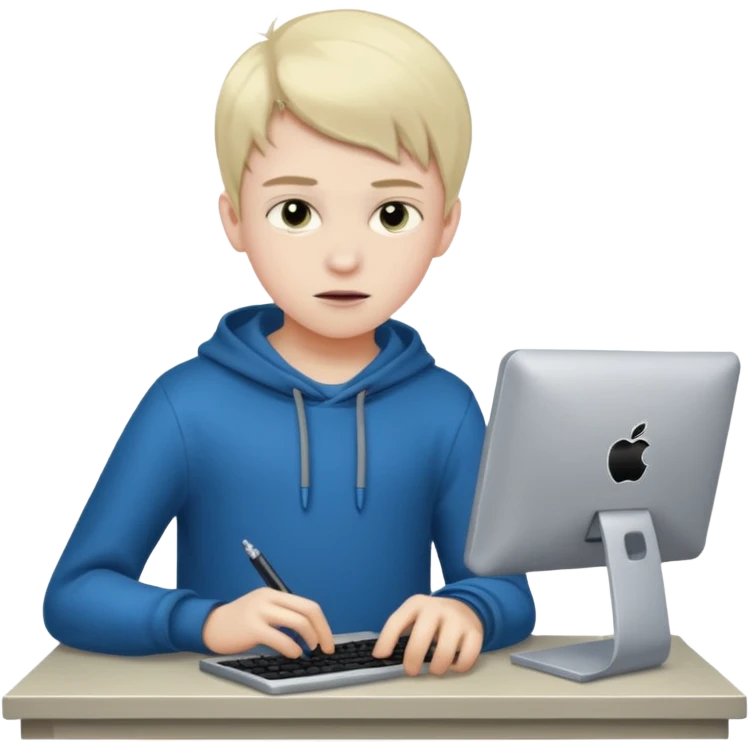 An 12 year old boy hacking a computer emoji