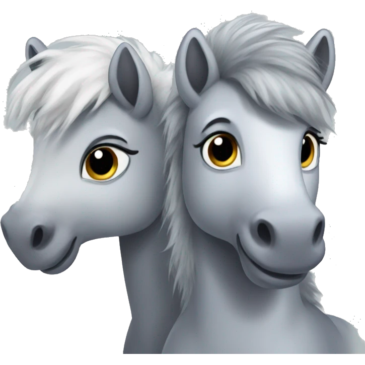 Two grey fluffy ponies  emoji