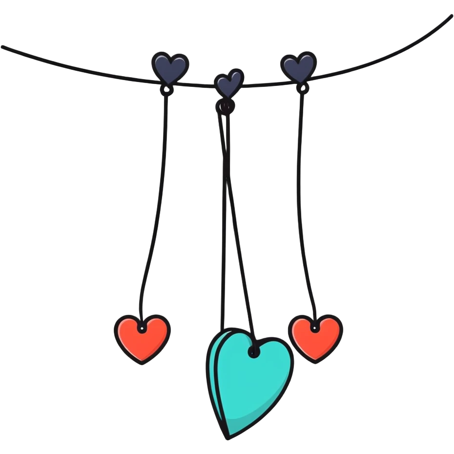 Dangling hearts from string emoji