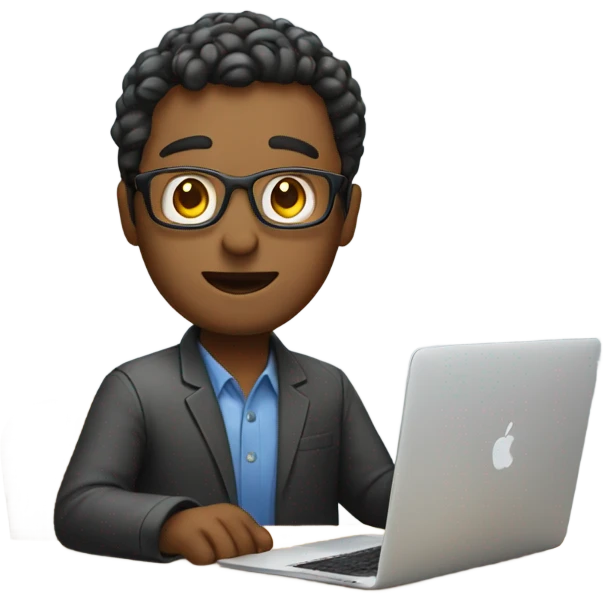 worker at desk with macbook emoji
