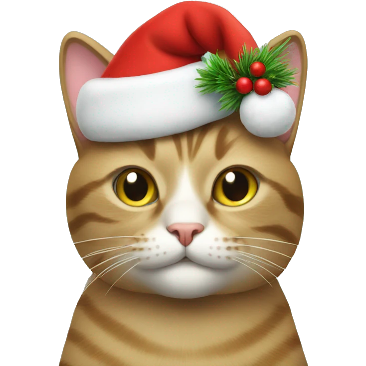 cat with christmas tree wearing christmas hat  emoji