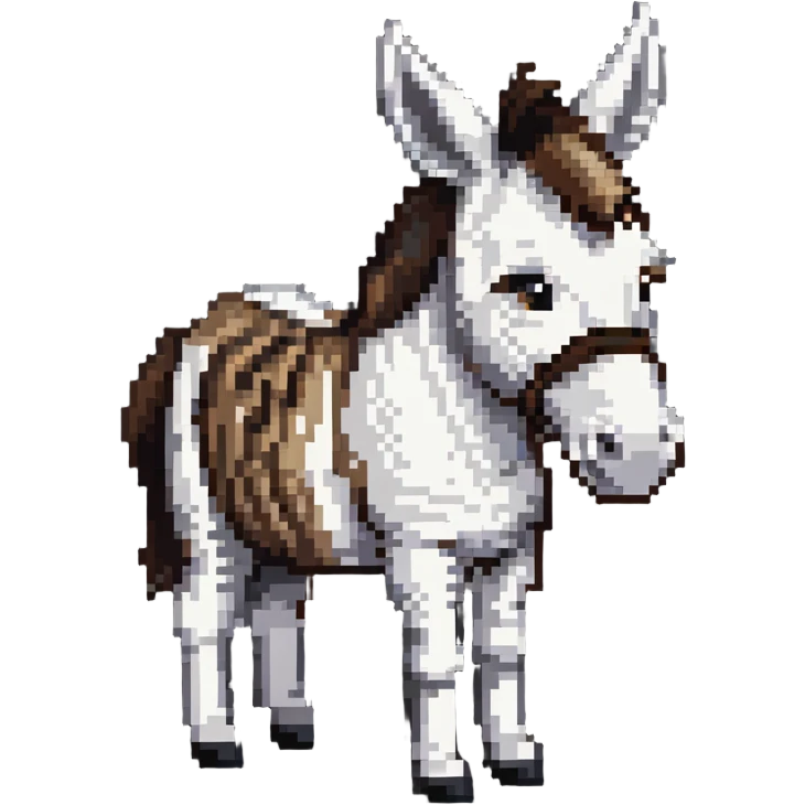 A donkey with a zebra head, donkey body with brown fur and zebra head with black and white stripes emoji
