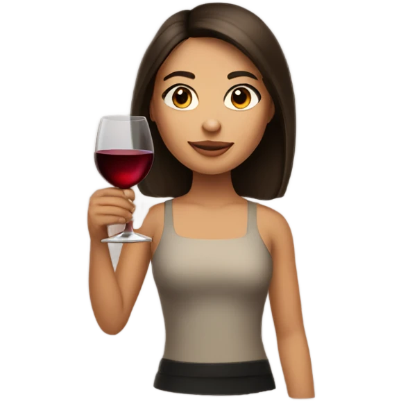 brunette girl holding a glass of wine emoji
