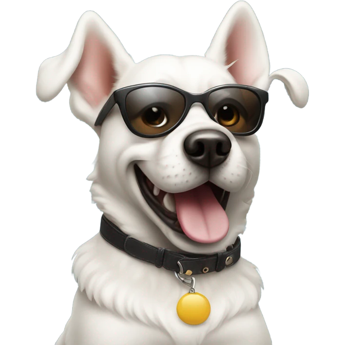 Dog with sunglasses dancing emoji