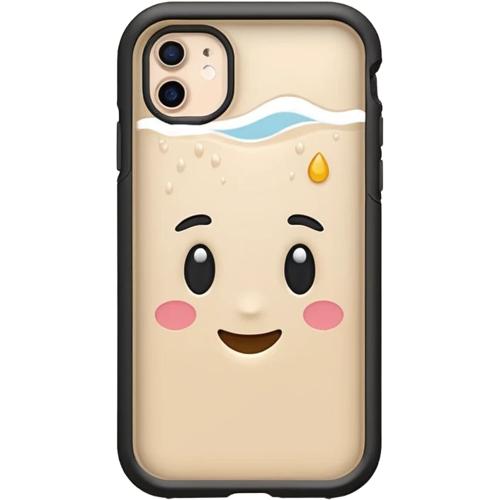 Beige waterproof phone case  emoji