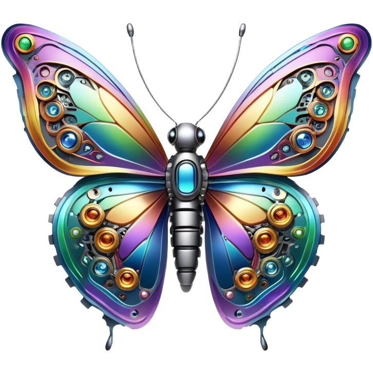 Robotic Iridescent Rainbow Cybernetic Mechanical Butterfly emoji