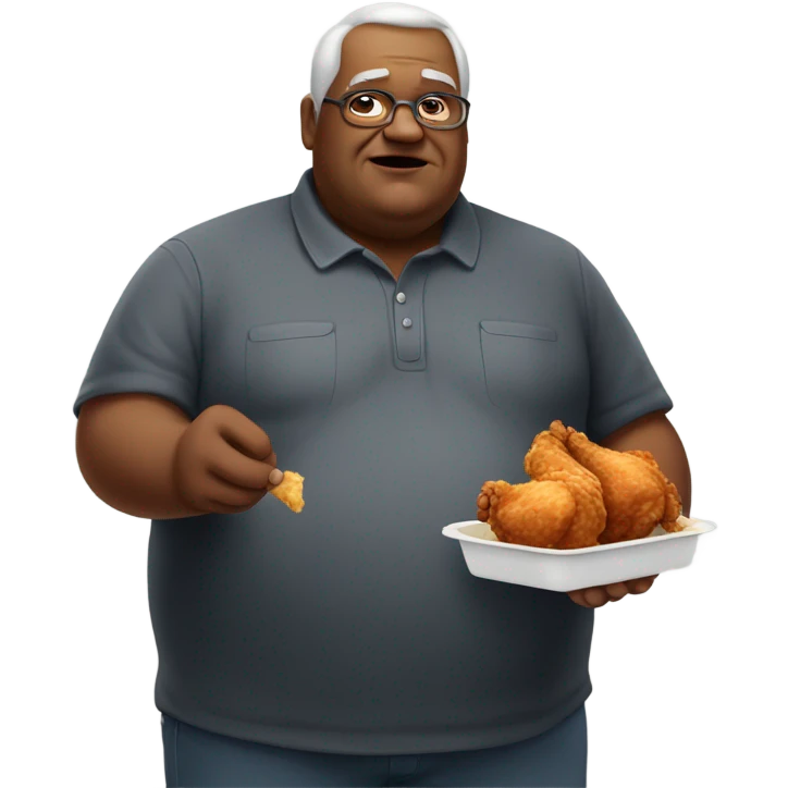 Old fat  guy with a peice of chicken. emoji