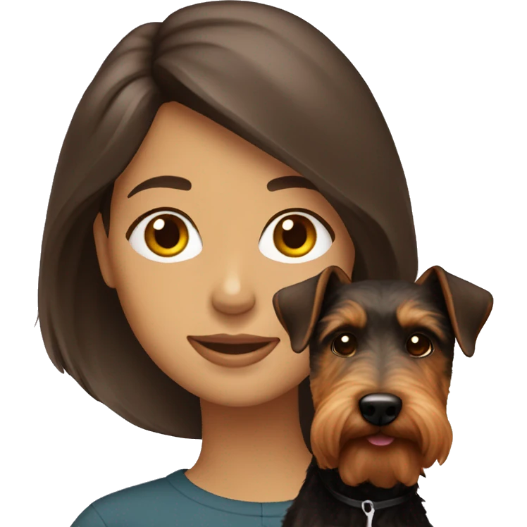 Brunette with welsh terrier emoji
