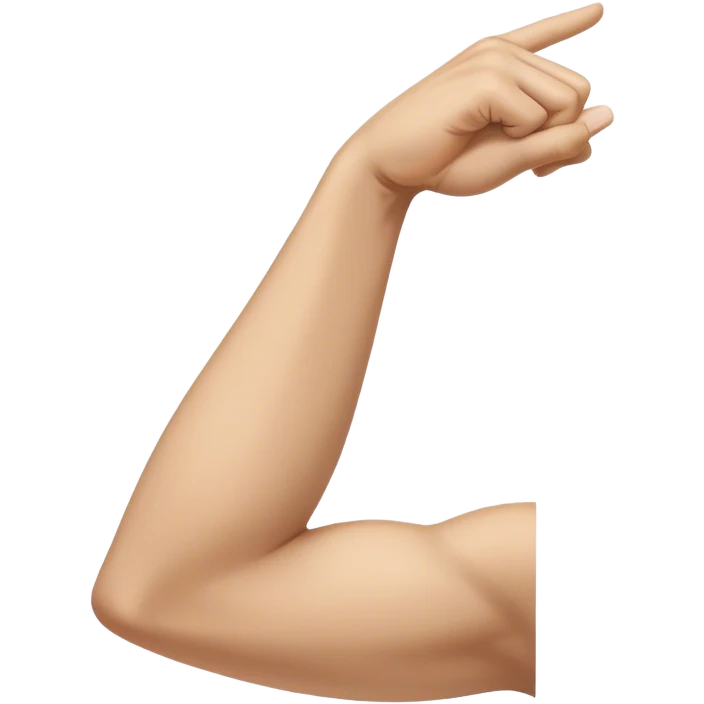 arm raised up horizontally to the side with the elbow slightly higher than the shoulder, elbow bent so the hand is in front emoji
