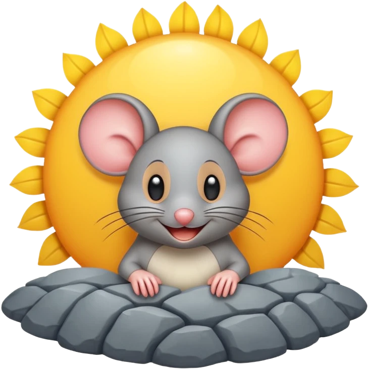 A mouse inside of a gray sun ☀️ 🐭 emoji