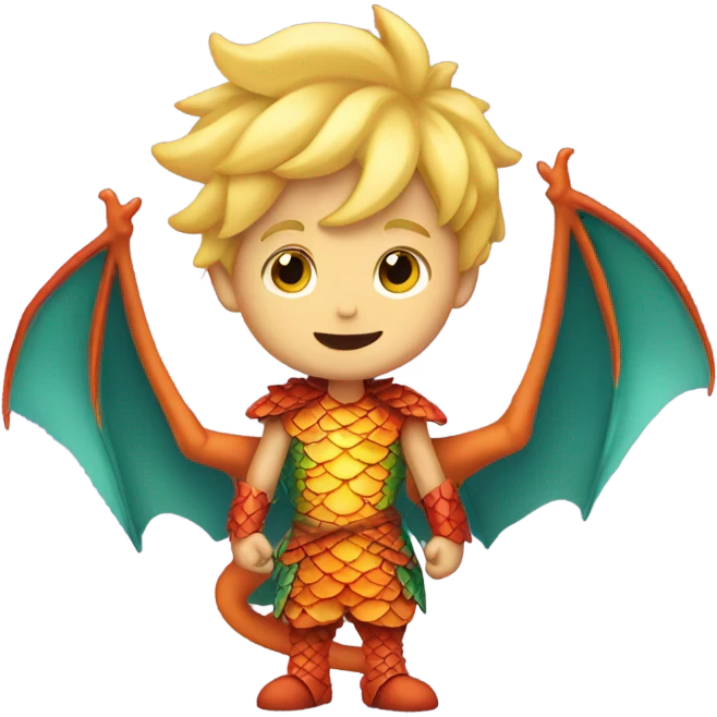 Blond boy dressed like a dragon emoji