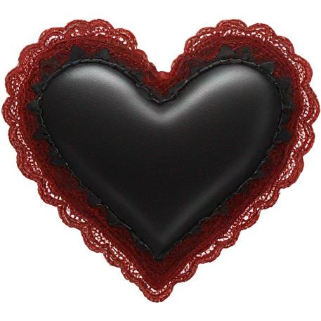 black leather heart with red lace overlay emoji