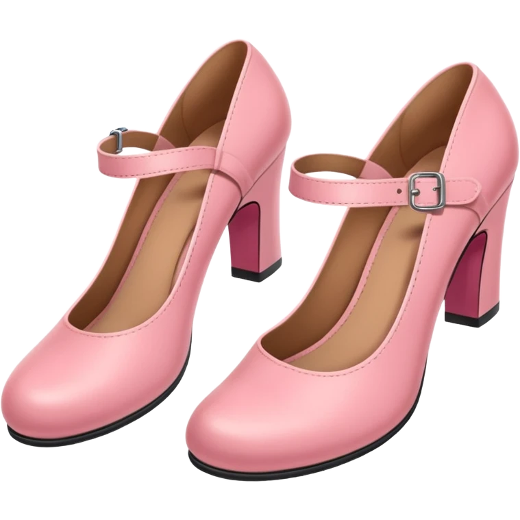 Has a rounded toe and a strap across the instep — one pink pair resembles this style. emoji