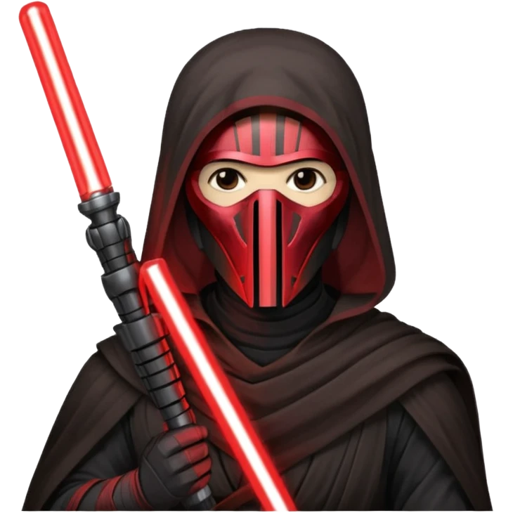 Darth Revan with his mask on holding red lightsaber mainly face shot not as much body emoji