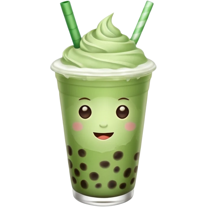 matcha latte with boba and ice without stick and add a lil coffee  emoji