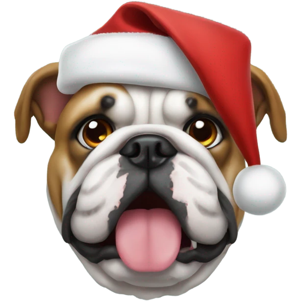 Bulldog in Christmas hat emoji