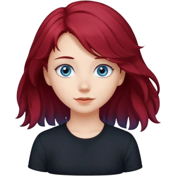A half blue wavy haired blue eyed and black shirt girl and her straight a litte bit dark red haired dark brown eyed girl bestie emoji