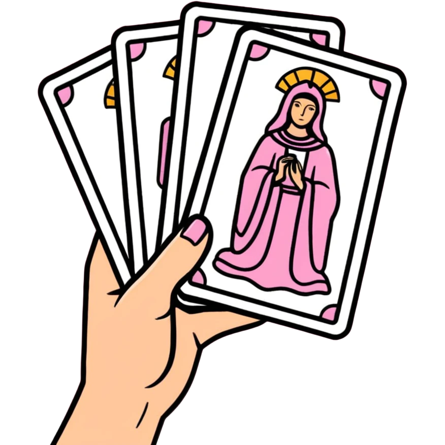 a hand of pink tarot cards emoji