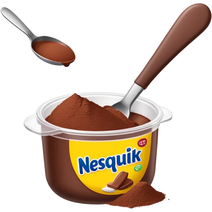 Nesquik chocolate powder being scooped with a spoon from its container emoji