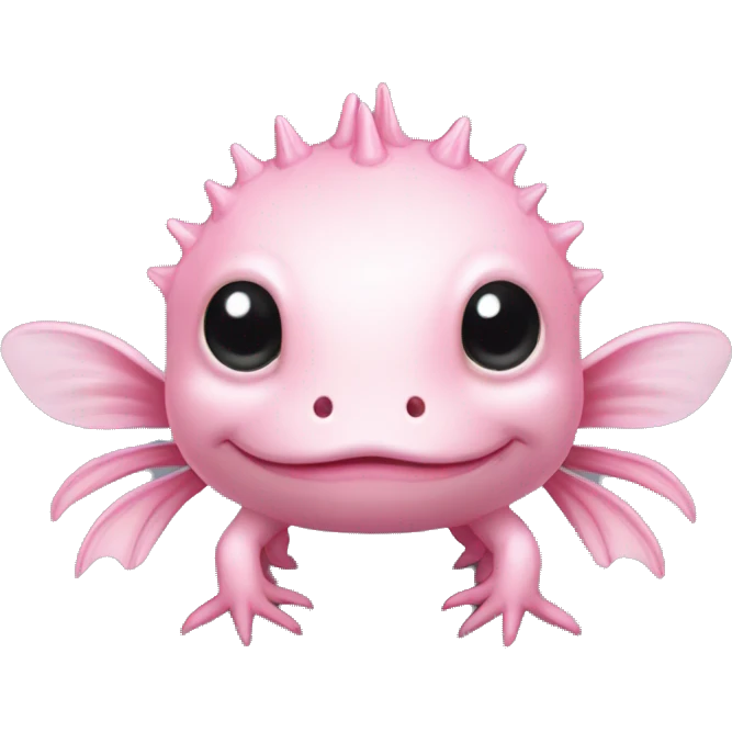 Cute Head of a pink Axolotl whid no mouth and long black skiny legs emoji