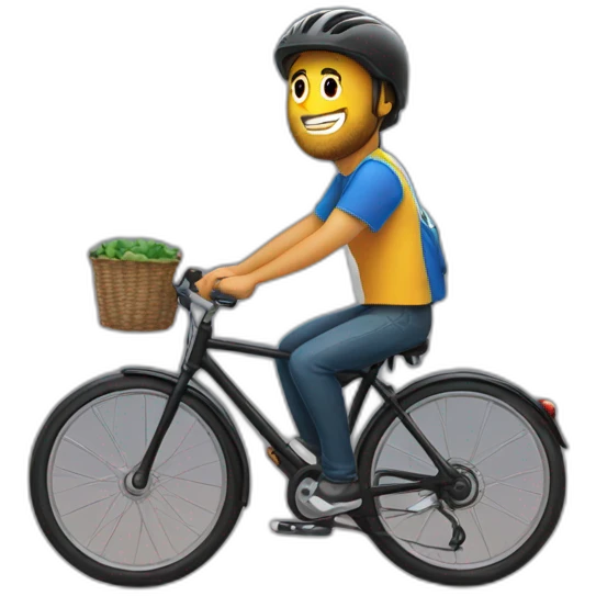 a programmer riding a bike with a normandy tshirt emoji