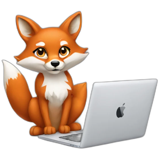 foxy lady with a macbook emoji