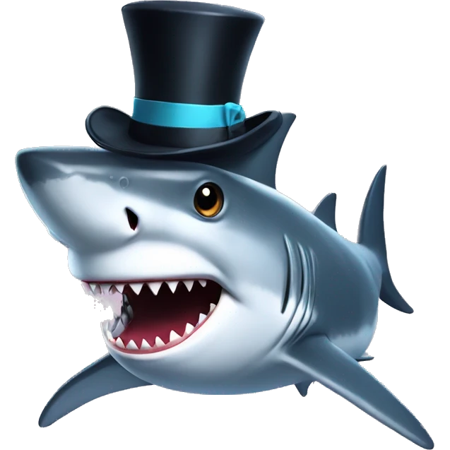 Shark with a top hat emoji