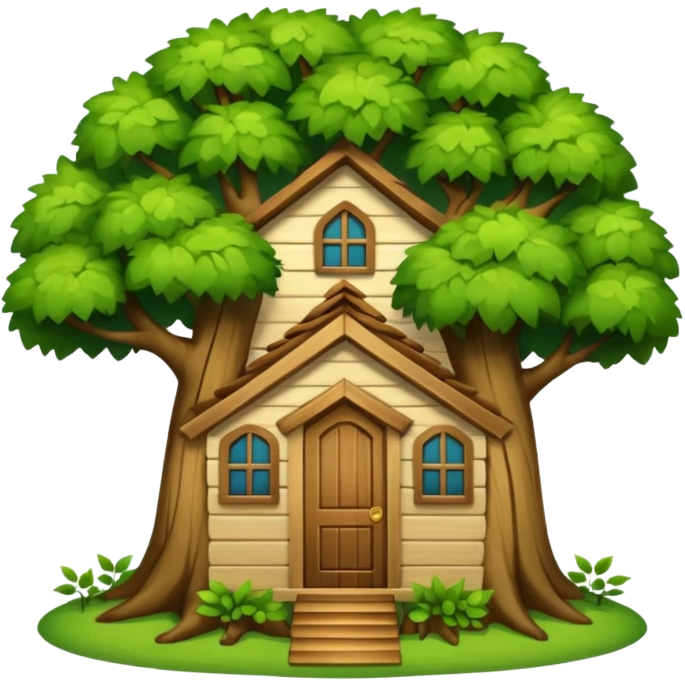 house covered by tree emoji