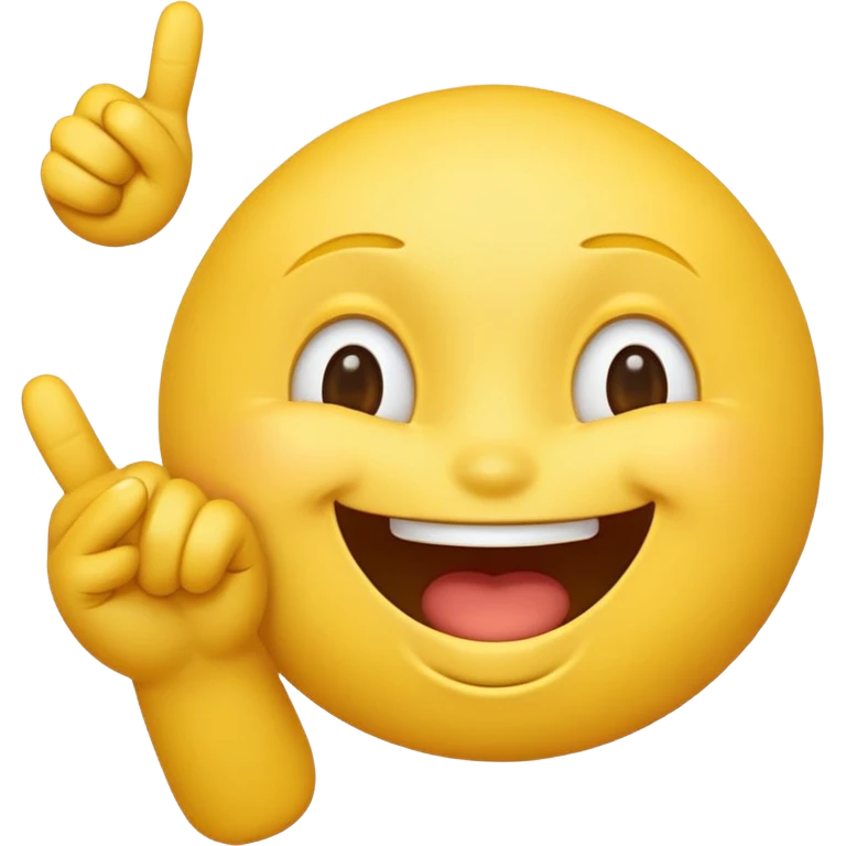 a yellow emoji laughing with eyes closed pointing its fingers forward emoji
