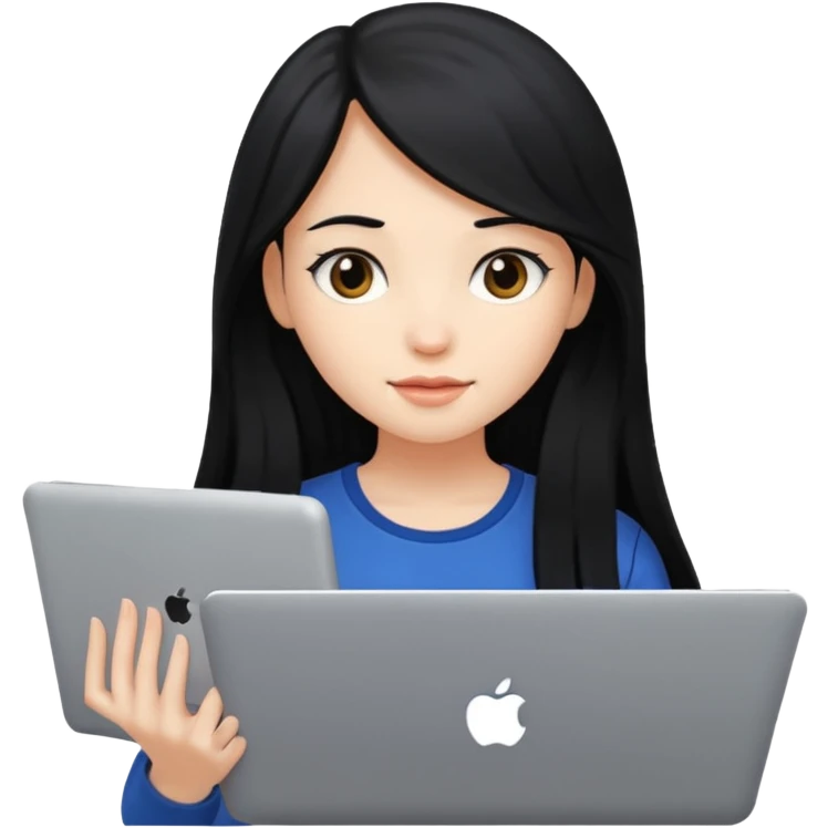 girl with long black hair holding a laptop emoji