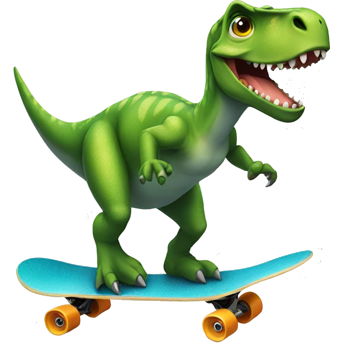 dinosaur riding skateboard emoji