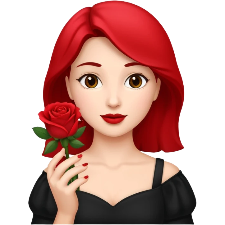 formal portrait with red rose and talking on iphone emoji