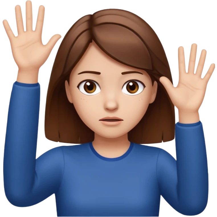 girl looking disappointed, throwing her hands up emoji