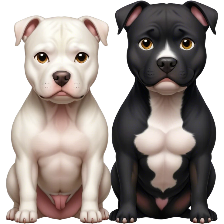black pitbull and white pitbull emoji