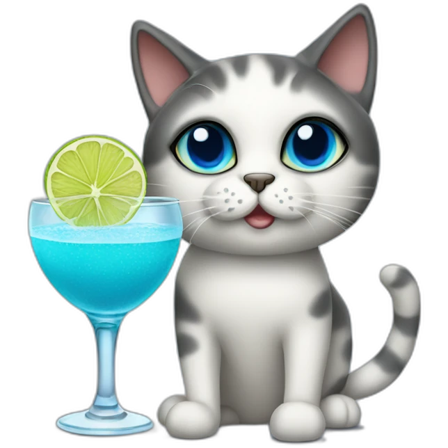 Blue eye cat with Margarita glass emoji