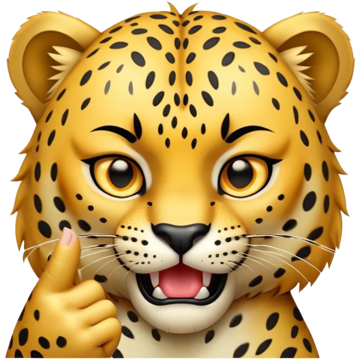 leopard showing middle finger emoji