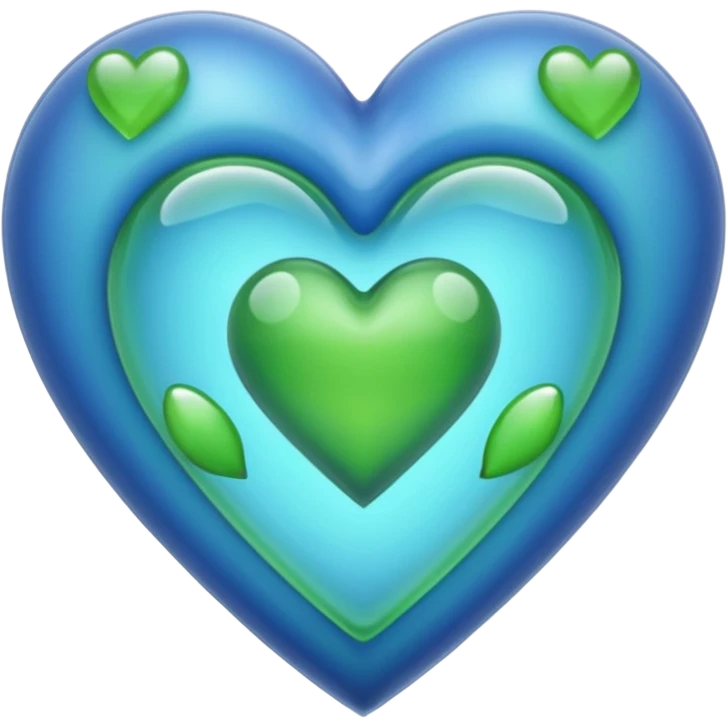 Blue ameba romantic heart green photosynthesis cells alien love heart emoji
