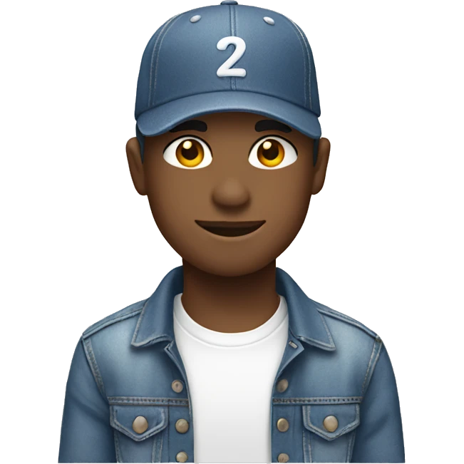 A white boy wearing denim baseball cap emoji