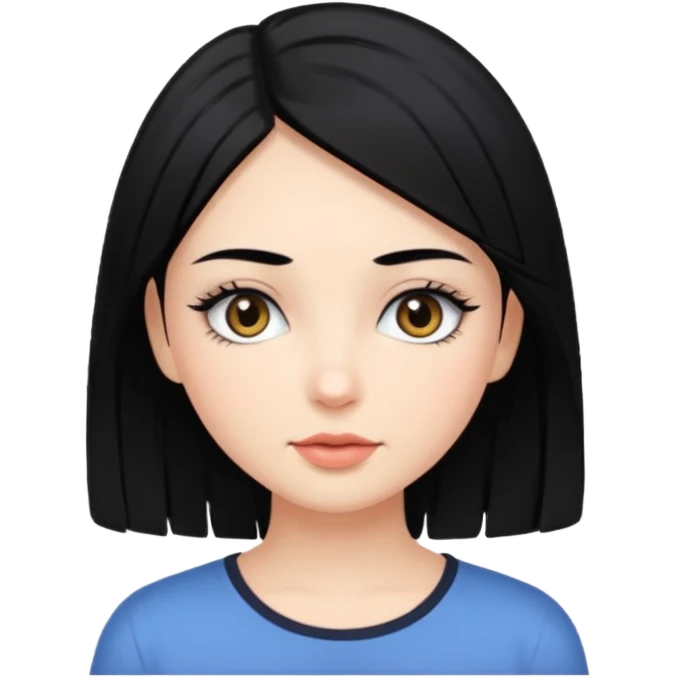 Girl with black hair with eyelashes  emoji